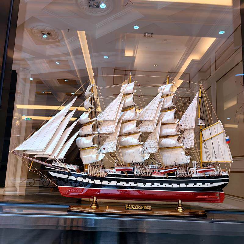 欧式实木帆船模型摆件一帆风顺帆创意工艺品客厅装饰品轻奢迁乔