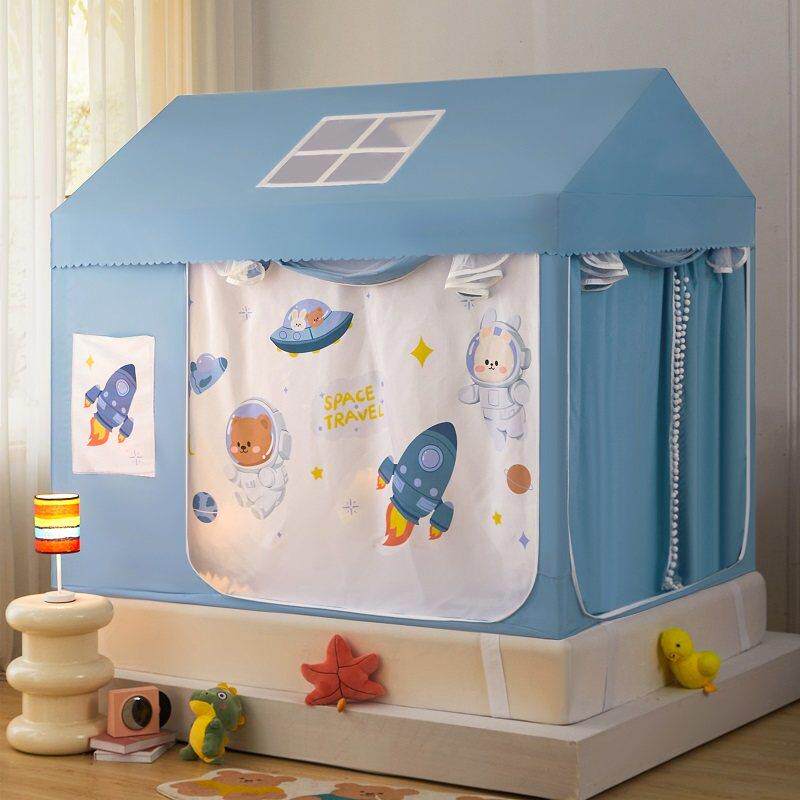 遮光床帘布蚊帐防摔婴儿童全底防掉卧室床幔女孩公主床帐篷蒙古包