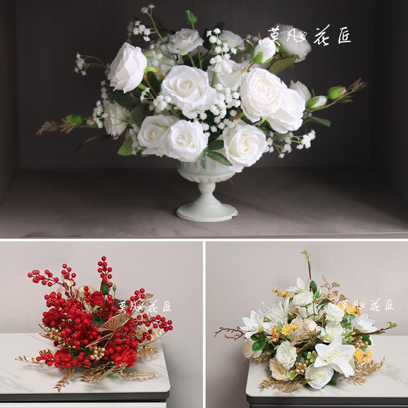 假花摆设客厅插花餐桌高档装饰花卉电视柜茶几桌摆欧式罗马花盆花