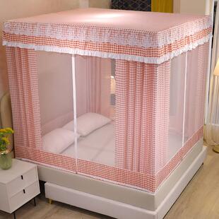 遮光蒙古包蚊帐带床帘家用卧室2023新款加厚防摔一体式床幔含支架