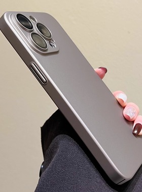 钛灰色pc适用苹果15promax手机壳14超薄硬壳13保护套12带镜头膜11简约高级感15plus不发黄14pm外壳女ins风