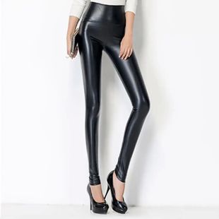leather large 九分裤 foot 大码 tight pan紧身皮裤 Small cropped