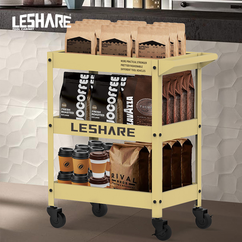 LESHARE小推车置物架手推车咖啡厅画室绿植收纳架移动三层工具车