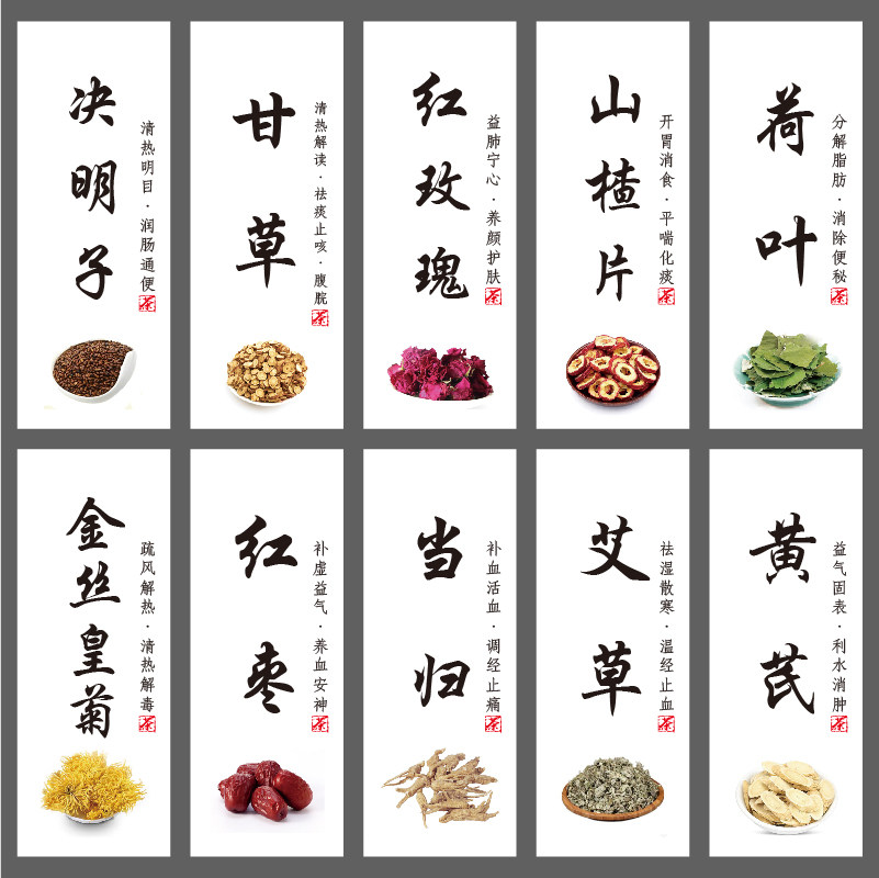 现货花茶标签贴纸决明子玫瑰荷叶山楂金丝皇菊茶叶不干胶标签封贴