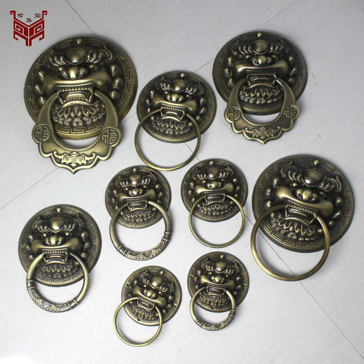 兽头门环拉手古铜实木仿古大门拉手门环庭院大门虎头中式仿古把手,电子元器件市场,电线扎带/束线带,淘宝优惠券,粉丝福利购,淘宝优惠卷