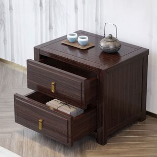 新中式床头柜乌金木床头柜4层抽屉储物柜全实木复古风家具床头柜