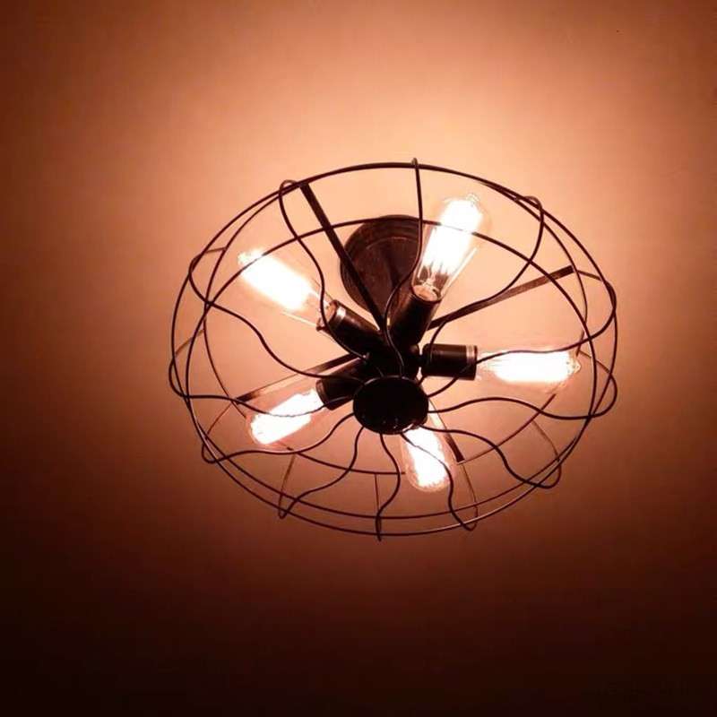 美式复古铁艺风扇吊灯客厅餐厅卧室酒吧台店铺创意艺术铁艺吊灯具