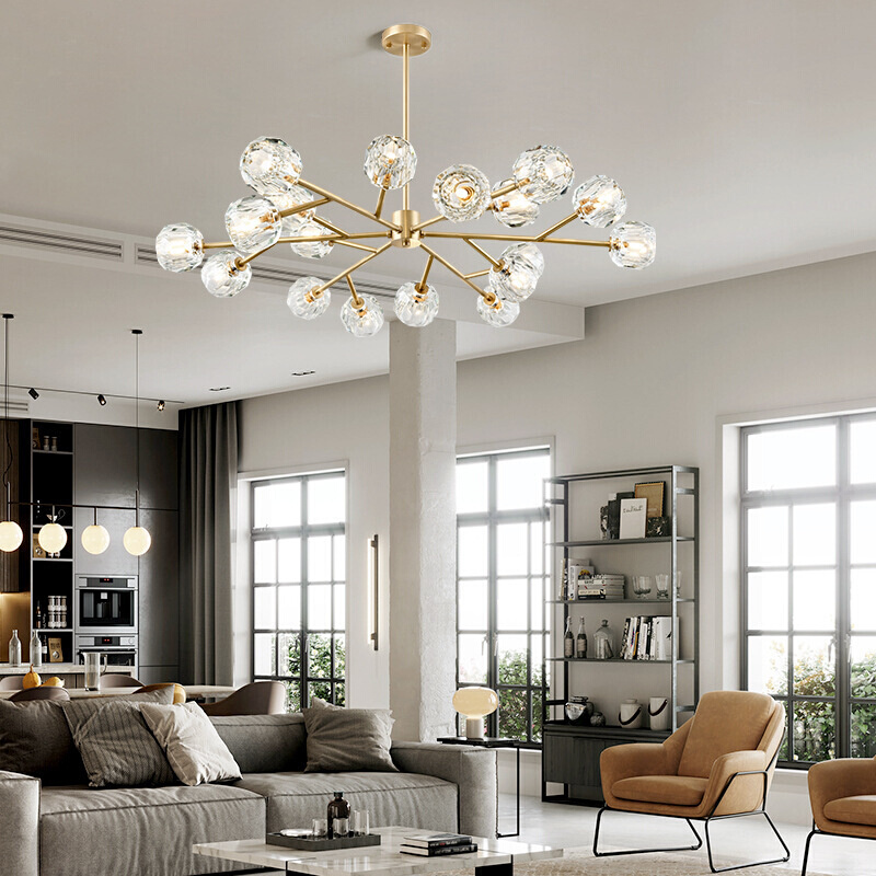 客厅灯吊灯简约现代卧室餐厅灯水晶玻璃吊灯魔豆轻奢北欧网红灯具