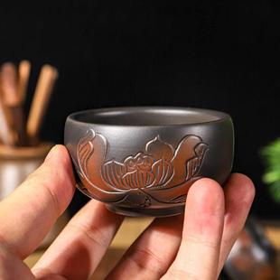 一壶云南建水紫陶茶杯全手工品茗杯主人杯家用泡茶非紫砂浮雕