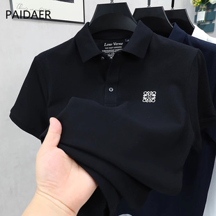 翻领开叉POLO衫 新款 高端正品 打底衫 T恤男士 纯棉刺绣短袖 2025夏季