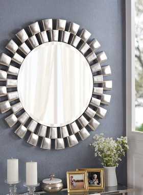 新款轻奢美式复古圆形餐厅玄关卧室浴室壁饰壁挂墙面装饰镜