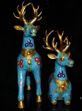 景泰蓝福禄(鹿)摆件一对