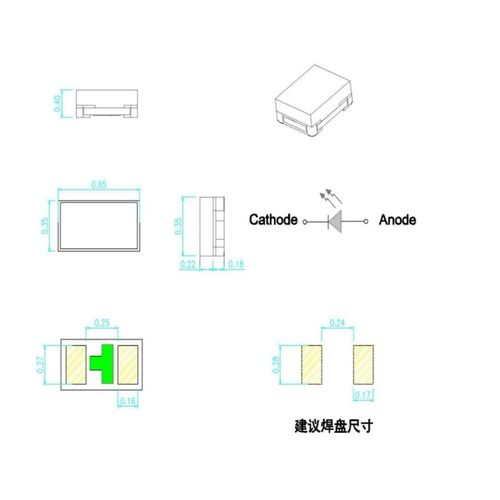 0201灯珠小尺寸led灯珠红绿蓝黄橙白贴片发光二极管高亮多色可选