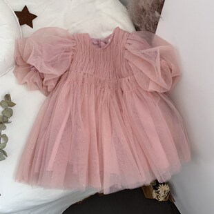 韩版公主裙女童春上新蕾丝连衣裙仙女裙走秀裙子长袖花边洋气裙子