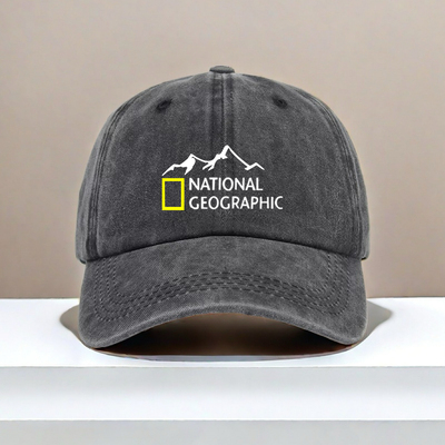 国家地理山峰户外National Geographic印花做旧棒球帽男女帽子