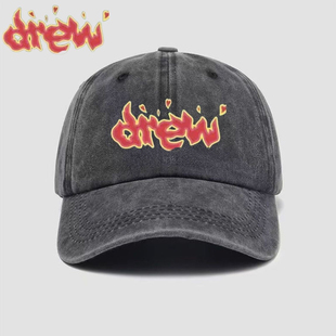 斯汀比伯火焰字母drew同款帽子棒球帽男女百搭鸭舌帽遮阳帽户外