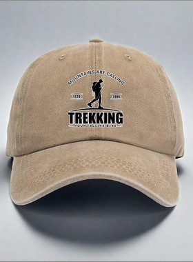 群山自由探险原创棒球帽男女百搭帽子做旧遮阳户外TREKKING鸭舌帽