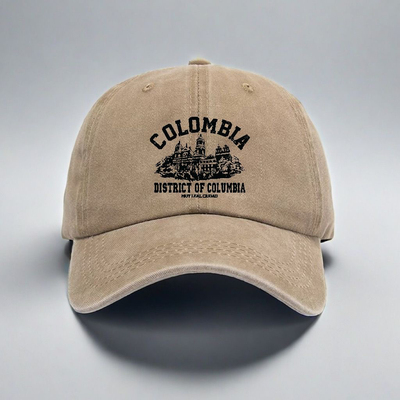 美式复古做旧COLOMBIA风鸭舌帽男女软顶帽子遮阳情侣款百搭棒球帽