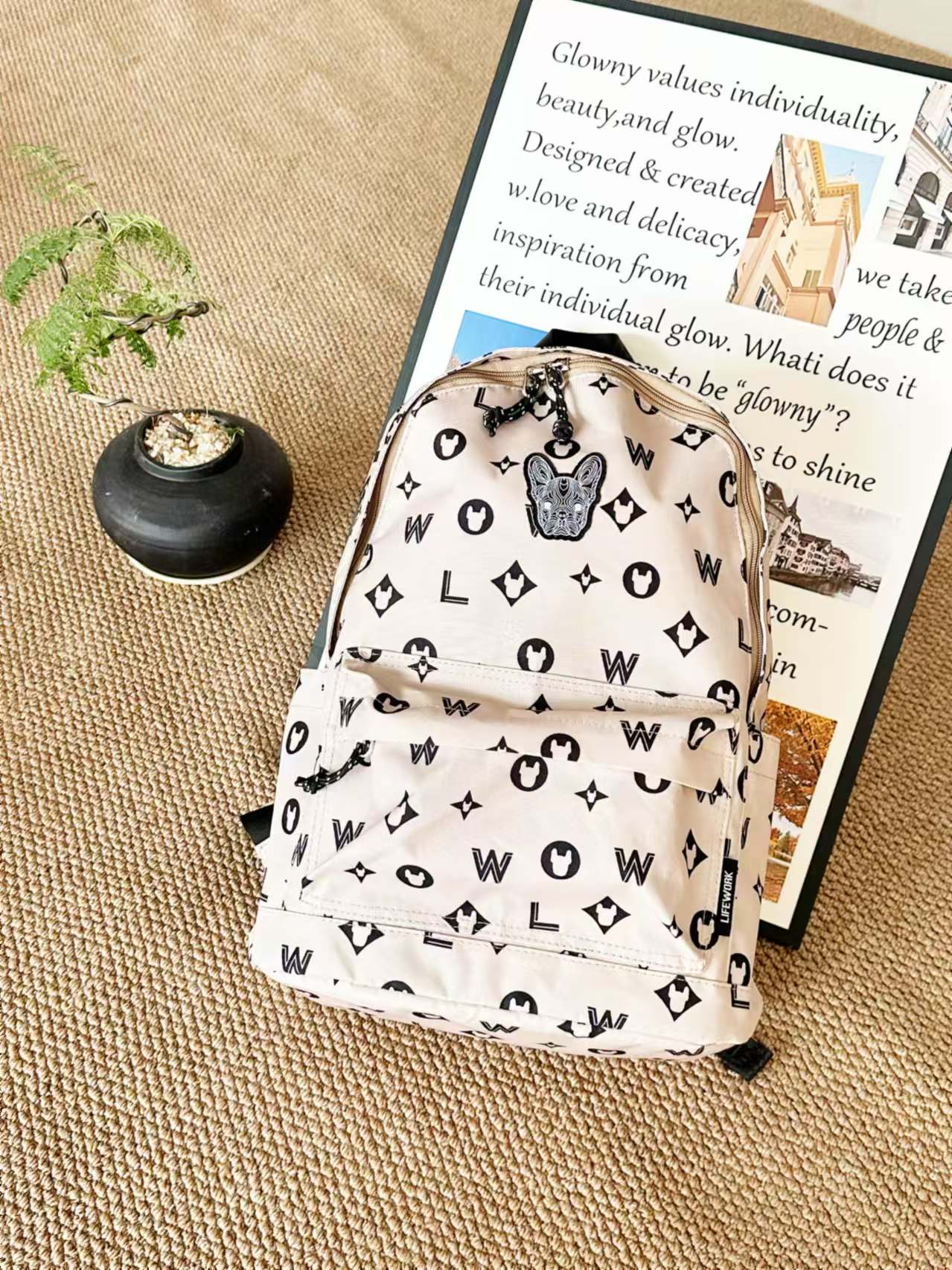 韩国潮牌Lifework时尚街头潮流大容量旅行双肩包学生书包男女同款