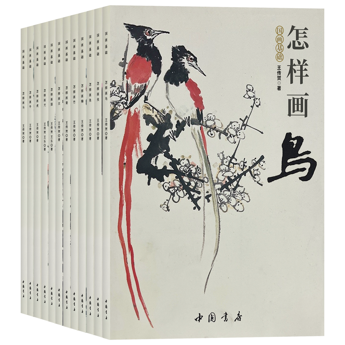 国画基础全12册怎样画梅兰竹菊鸟虫鱼牛马虎猫犬写意花鸟画绘画技法动物临摹范本国画初学者基础入门教程写意动物禽鸟花卉临摹素材
