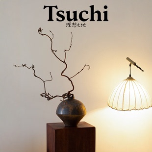 日式侘寂风陶瓷花瓶小口大肚花器民宿样板间博古架摆件干花干枝