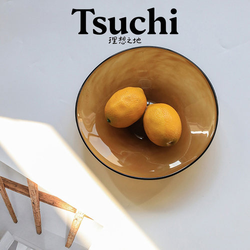 轻奢高级感棕色玻璃水果盘客厅茶几糕点盘高档餐桌零食干果点心盘