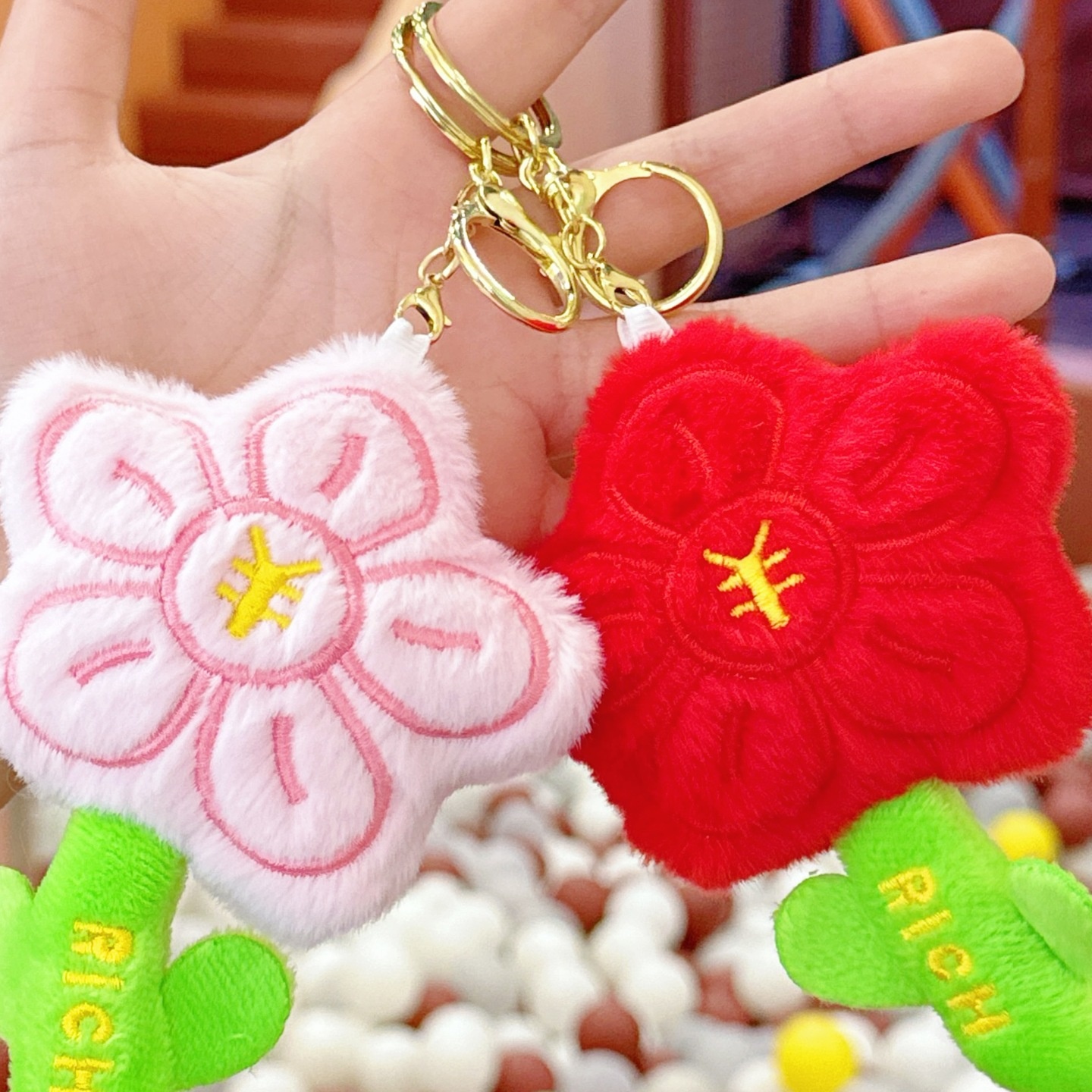 网红可爱萌大红花毛绒玩具公仔有钱花挂件钥匙扣包包挂饰娃娃玩偶
