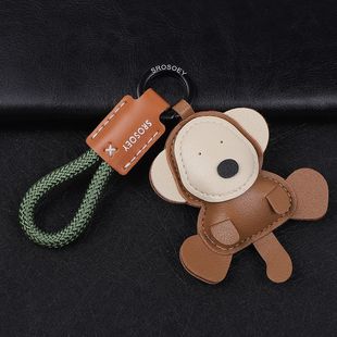 皮质猴子汽车钥匙链卡通PU包包挂件装饰可爱皮革挂饰网红爆款礼物