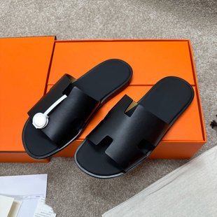 小牛皮拖鞋男真皮大底全牛皮欧洲站h拖鞋男高端拖鞋一字拖鞋沙滩