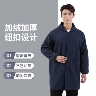 新款防水厨房围裙成人男上班穿的罩衣冬季加绒长袖工作服加大加肥