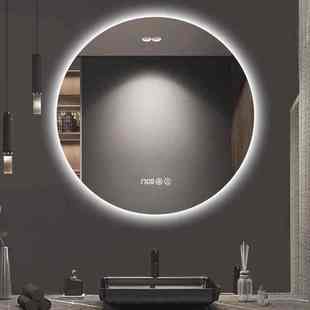 圆形镜子挂墙智能浴室镜卫生间带灯led触摸屏感应防雾防爆无铜镜