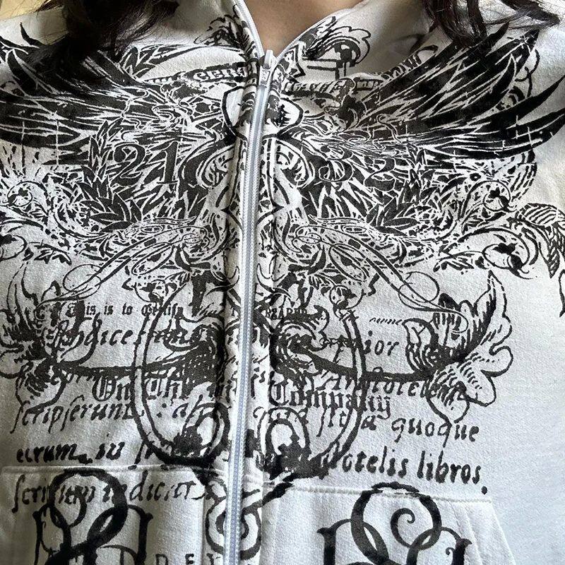 E-GIRL 고딕 하라주쿠 몰 고스 후드티 2000년대 Y2K CYBER ????GRU