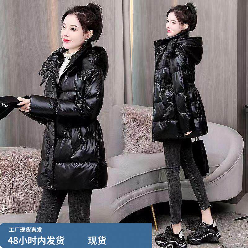 小个子羽绒棉服女款冬装收腰亮面棉衣中长款优雅时尚显瘦气质棉袄