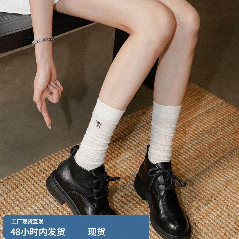 梨小七~英伦风真皮马丁靴女系带粗跟厚底短靴覆古百搭圆头机车靴