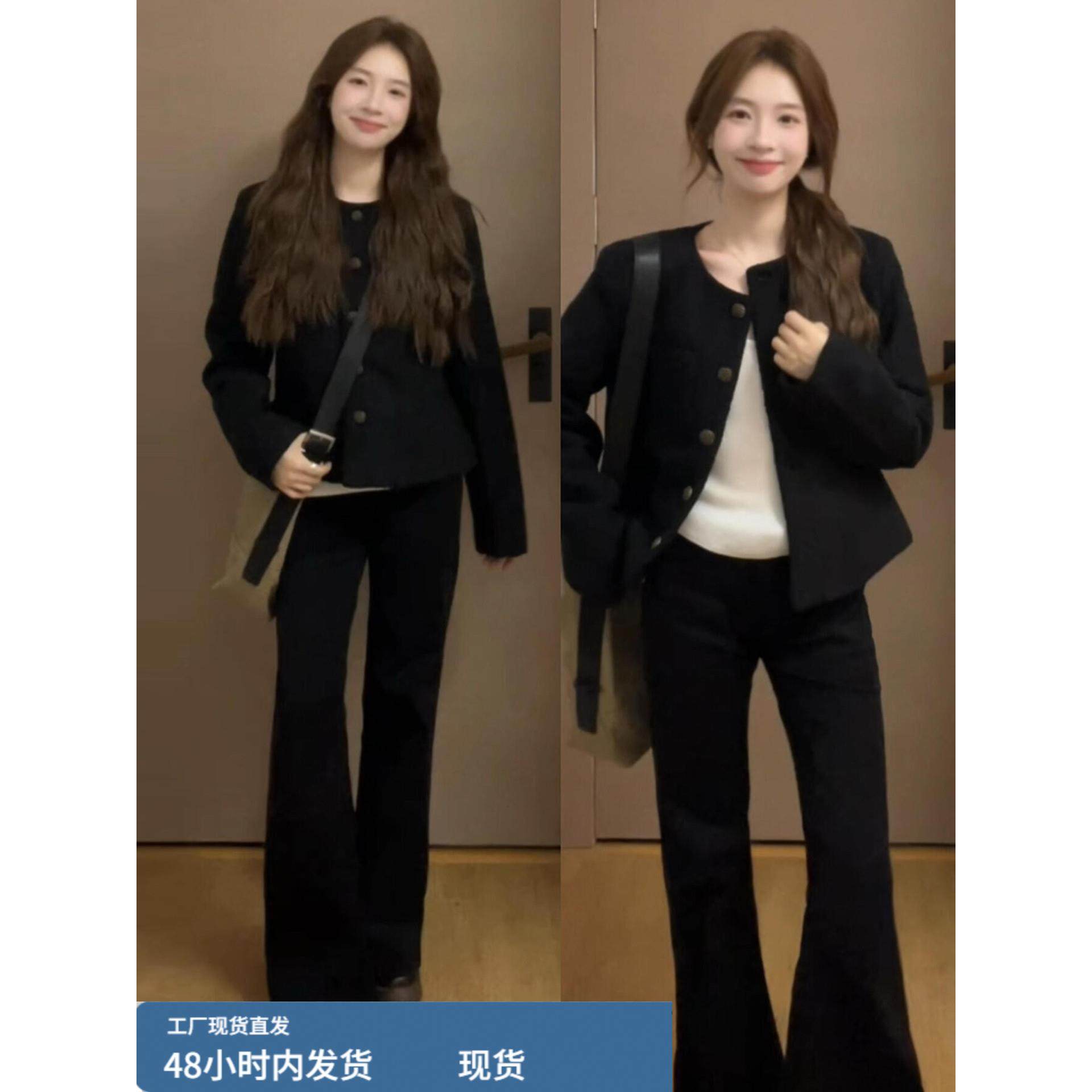 法式小香风黑色短款外套女早秋季2025新款爆款赫本风气质长袖上衣,运动/瑜伽/健身/球迷用品,广场舞套装,淘宝优惠券,粉丝福利购,淘宝优惠卷