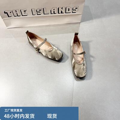 2026春季一字扣平底单鞋法式方头玛丽珍鞋女气质复古奶奶鞋豆豆鞋