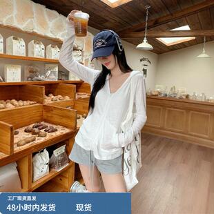 夏日防晒套装女轻薄宽松韩版时尚连帽长袖上衣短裤运动休闲两件式