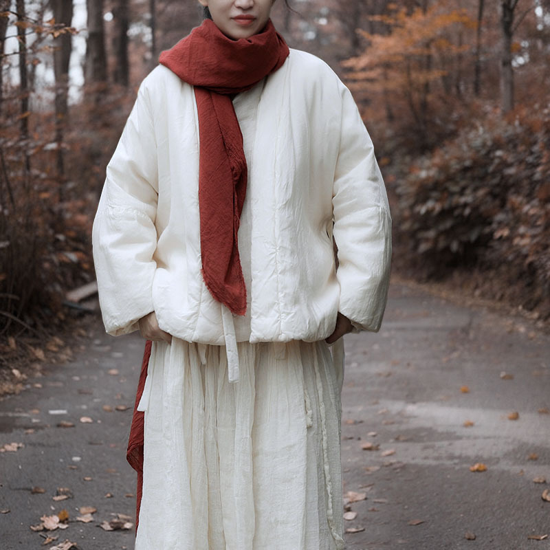 短棉蚕丝棉混纺系带新中式棉衣