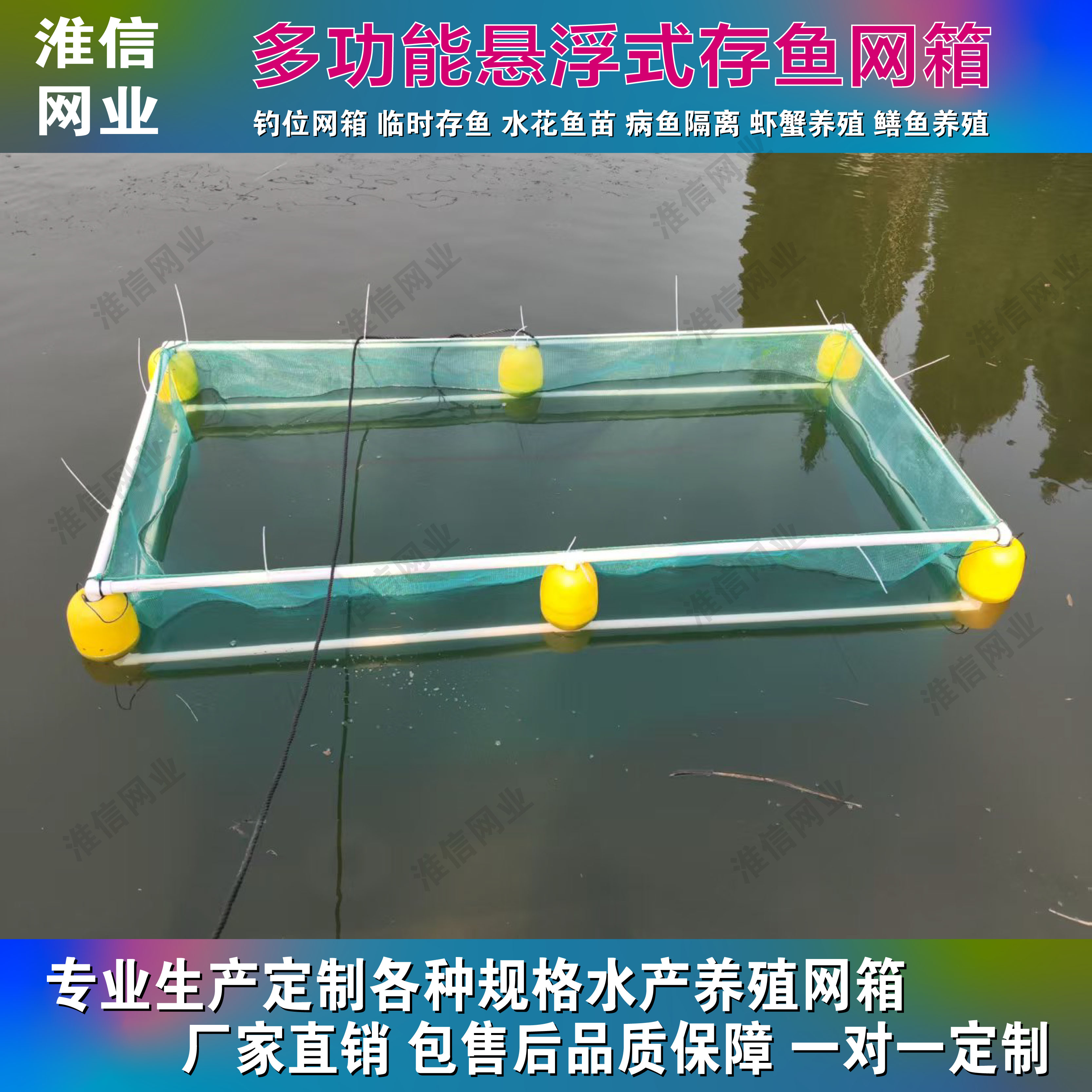 淮信网业悬浮式存鱼网箱不伤鱼