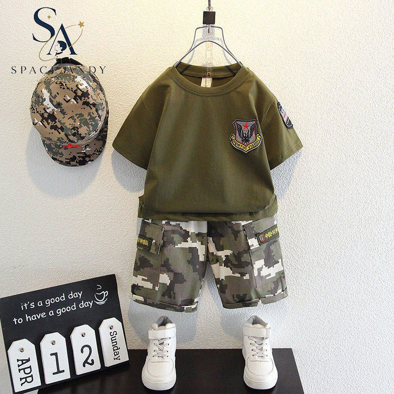 法国SA儿童迷彩服套装男童特种兵军装夏解放军短袖演出服男孩夏装
