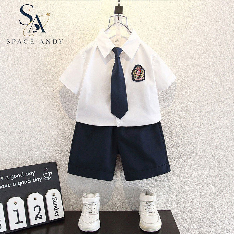 法国SA男童礼服西装套装夏季英伦风帅气幼儿园毕业服装小主持人
