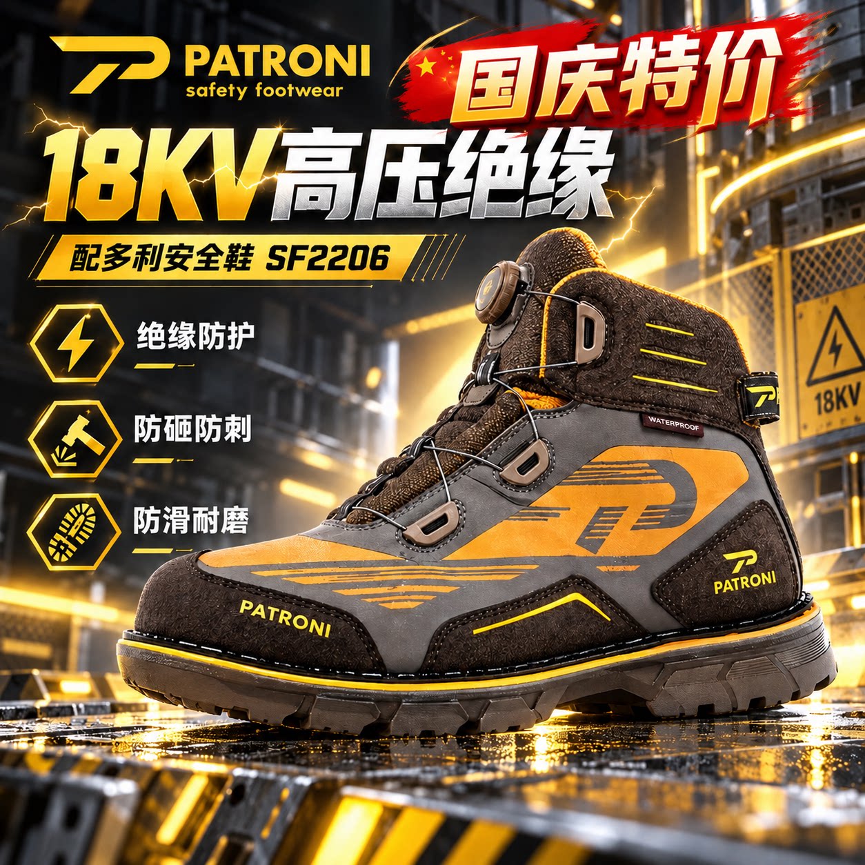 PATRONI配多利SF2206SD绝地靴防滑防砸防刺穿安全绝缘劳保鞋