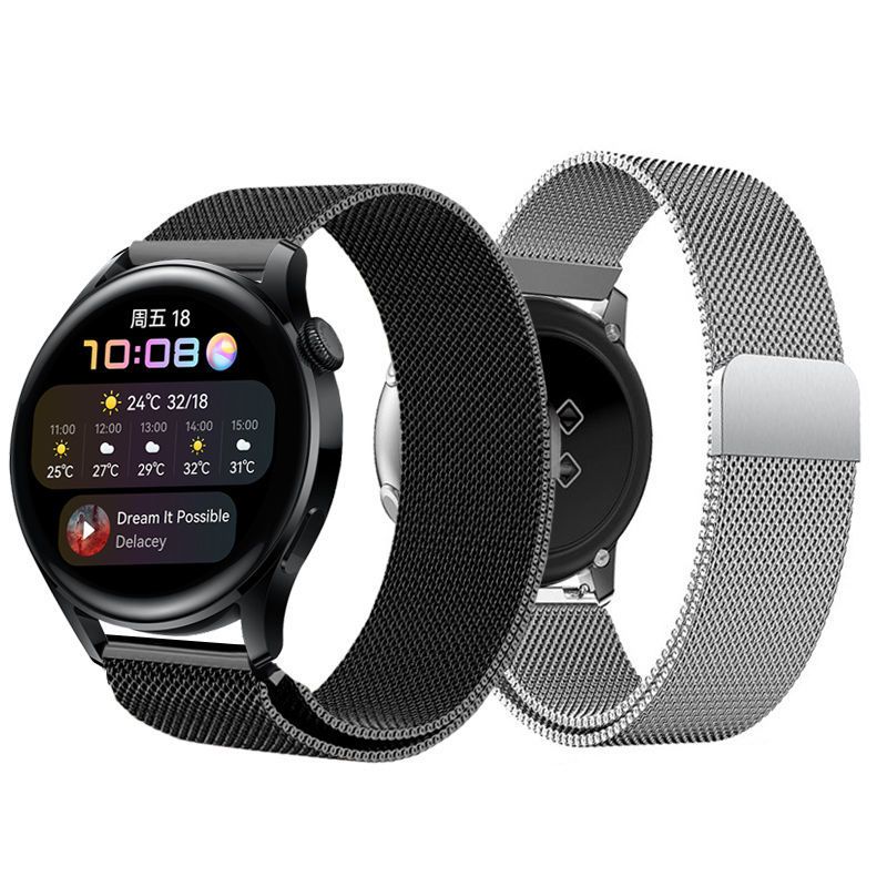 适用精钢手表带代用华为watch 3 pro GT2磁力不锈钢表链荣耀magic