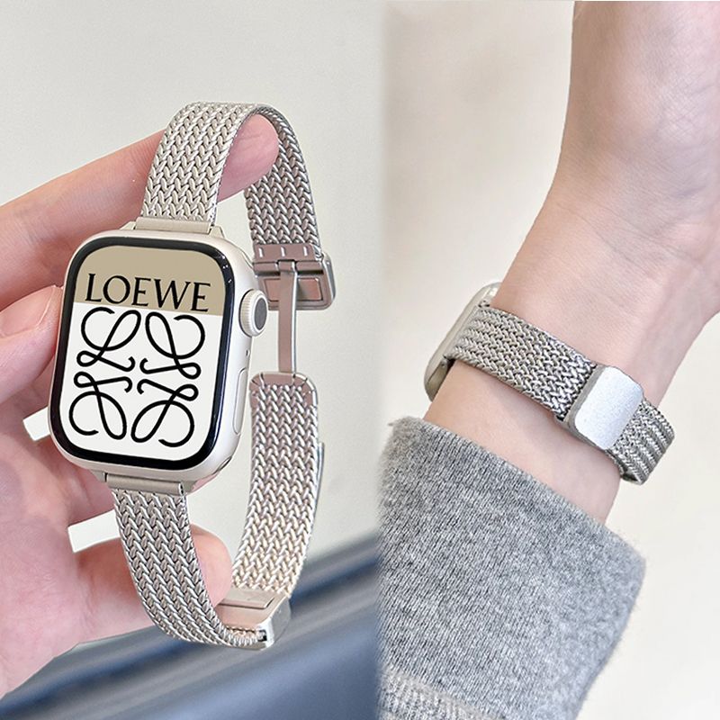 新款适用华为fit4/3金属不锈钢华为watch fit4pro麦穗磁吸表带ins