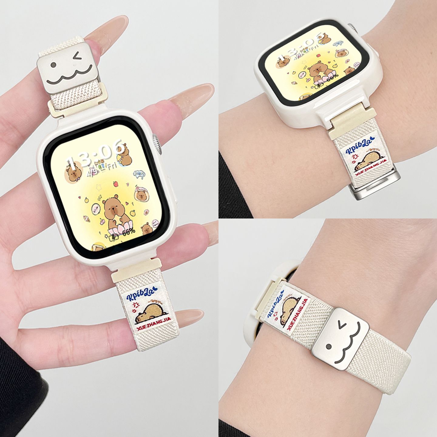 适用适用华为fit3表带编织磁吸watch手表带fit4智能女生可爱保护