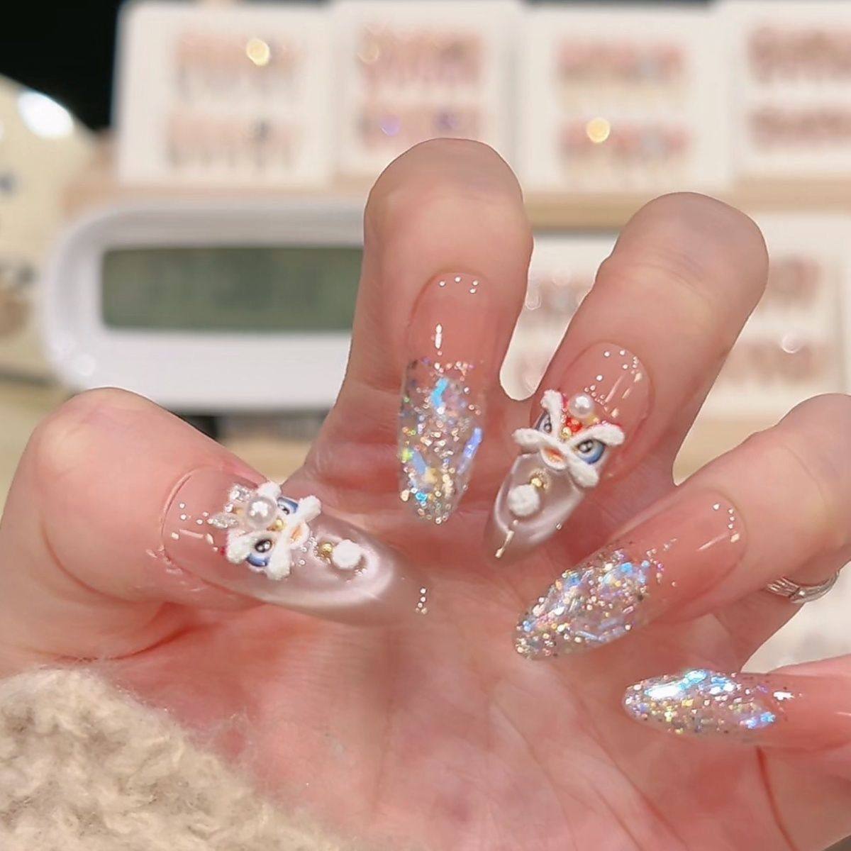 纯手工美甲穿戴甲温精灵法式贴片猫眼醒狮显白新款爆闪新年战甲新,彩妆/香水/美妆工具,美甲工具,淘宝优惠券,粉丝福利购,淘宝优惠卷