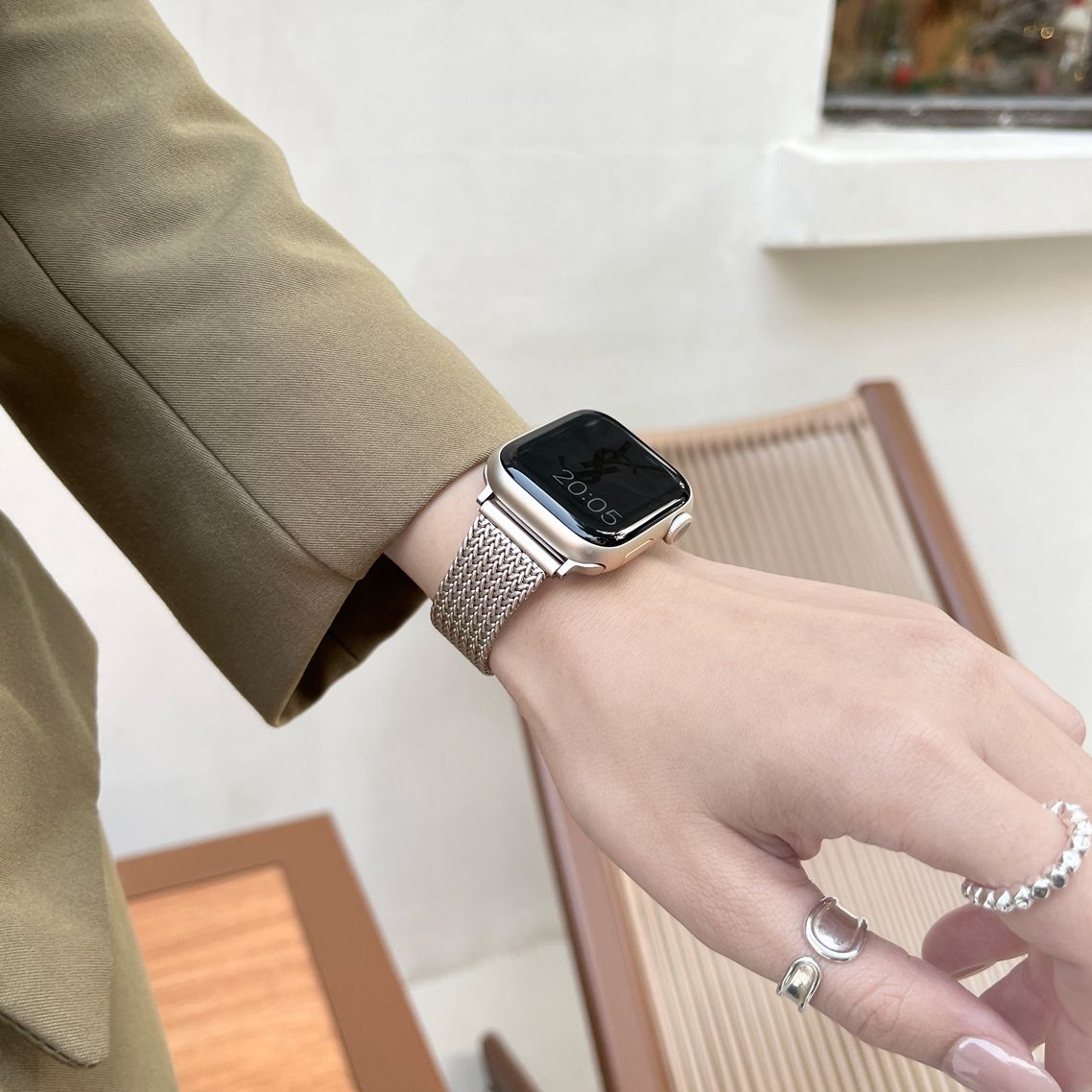 星光麦穗卡扣小米红米手表5/4代Redmi5Watch32表带金属高级女适用