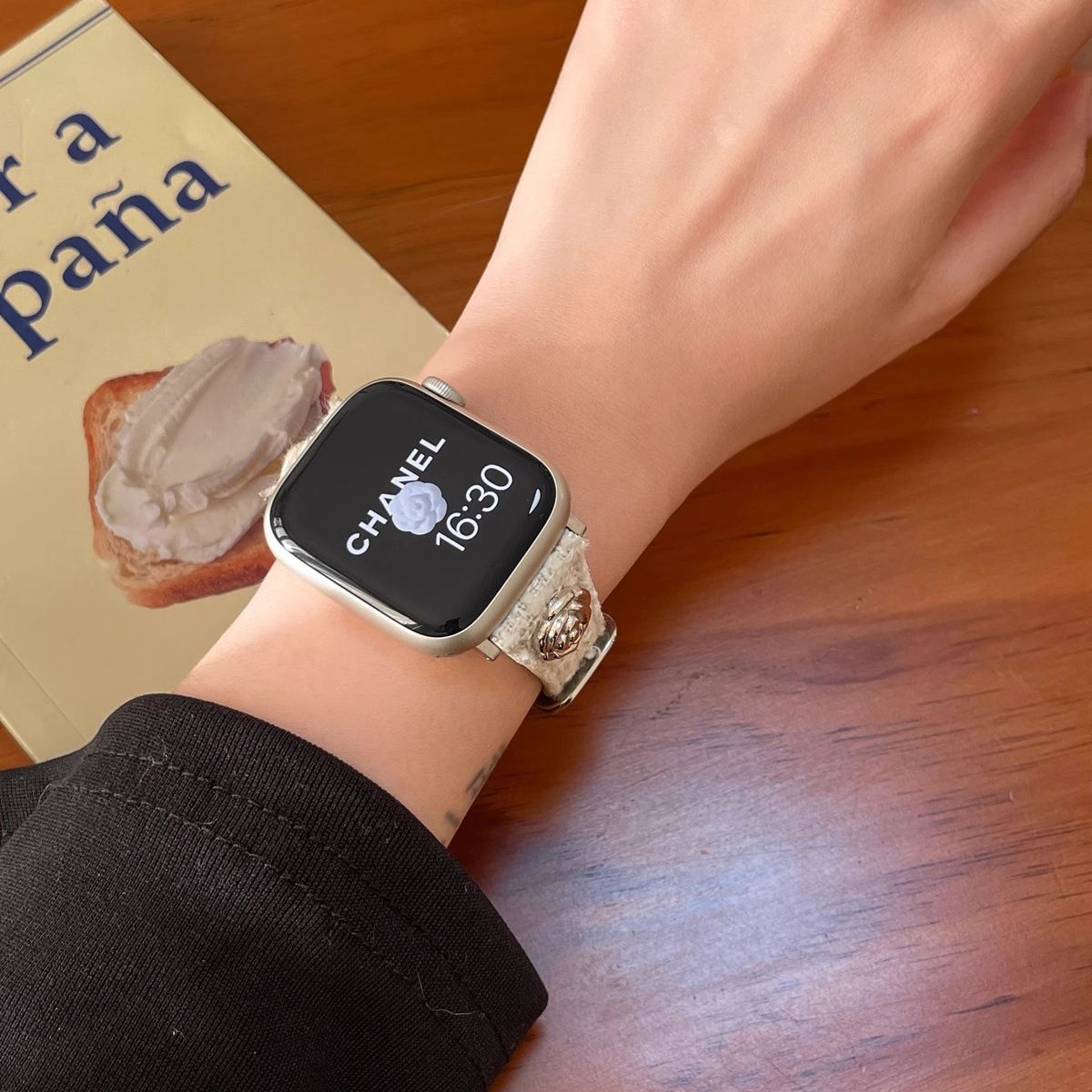 小香风山茶花小米红米5/4代Redmi5 Watch432手表表带真皮质女适用