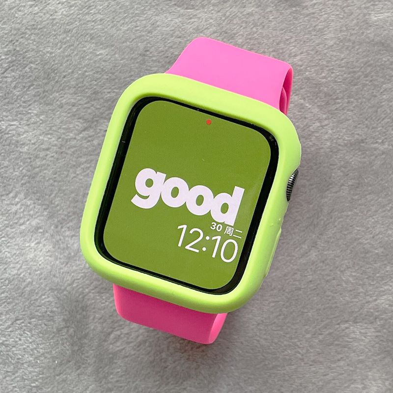 新款硅胶表带适用苹果watchs9保护壳8/7/6华强北s789通用se/ultra
