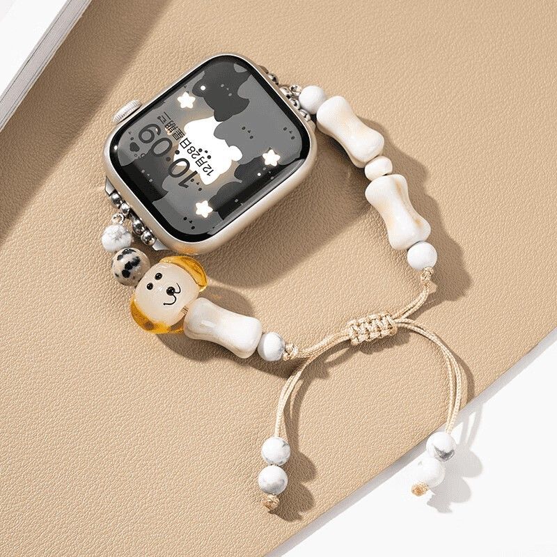 适用小猫小狗串珠手绳适用苹果手表Applewatch个性iwatch华强北表